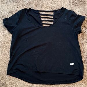 Black Short Sleeve Top with Cutout Design